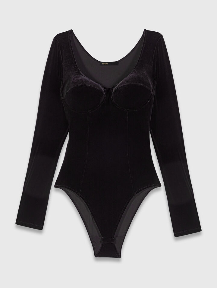 Body en velours et détails corset 