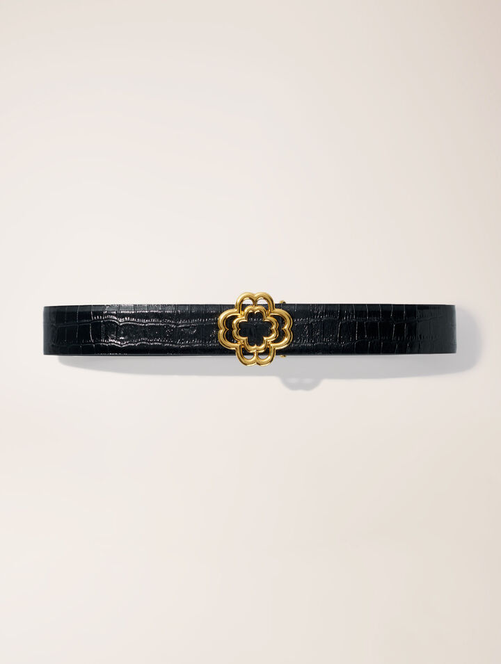 Ceinture Clover en cuir effet croco