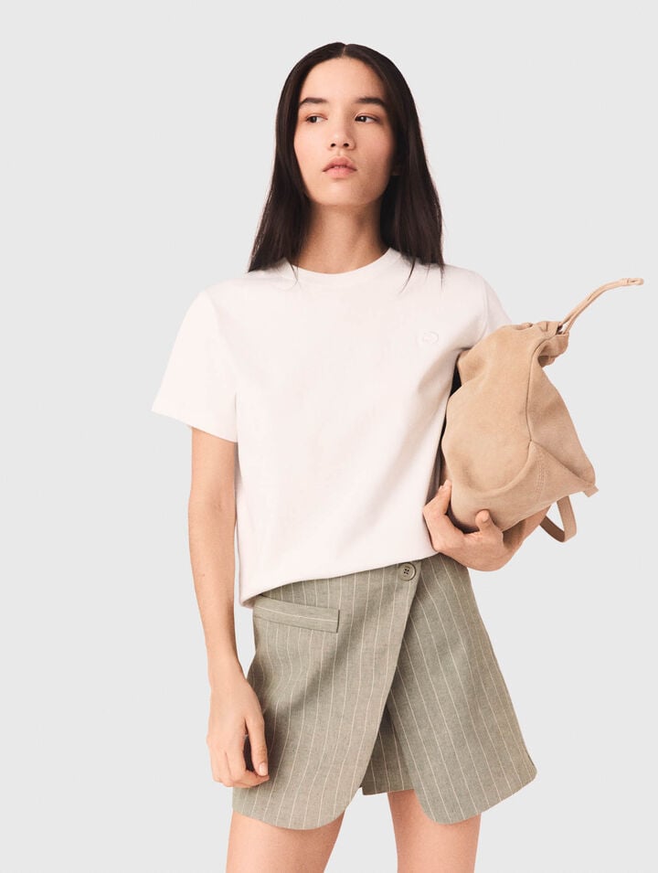 Layered linen blend shorts