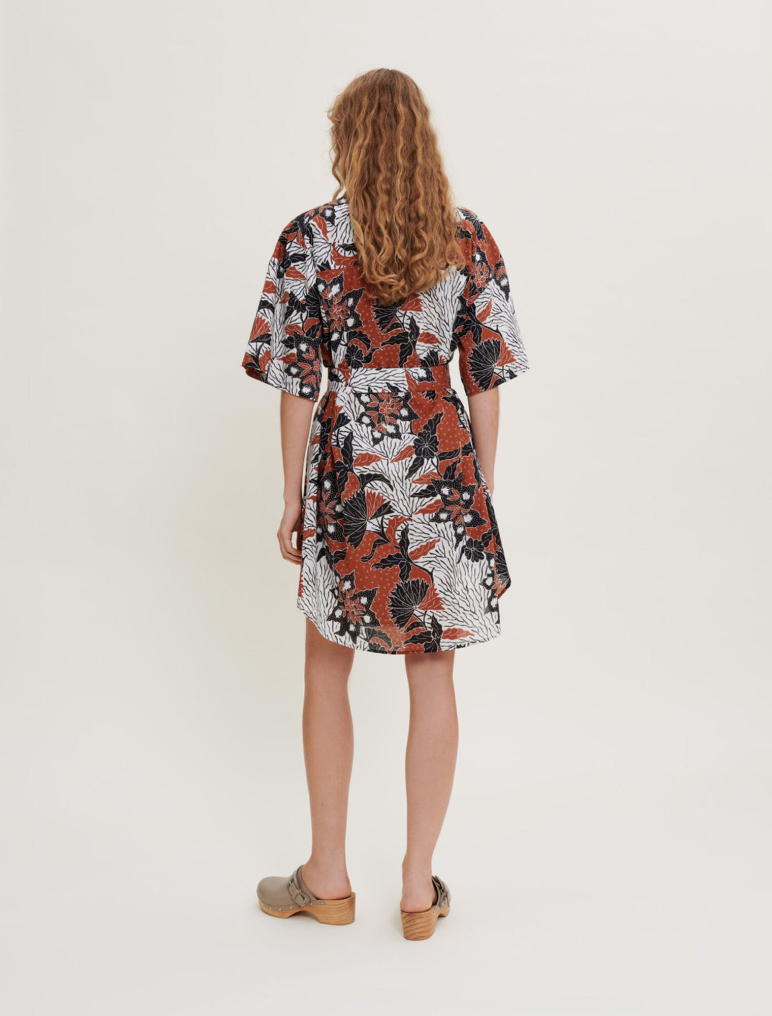 Robe chemise en voile de coton imprimé