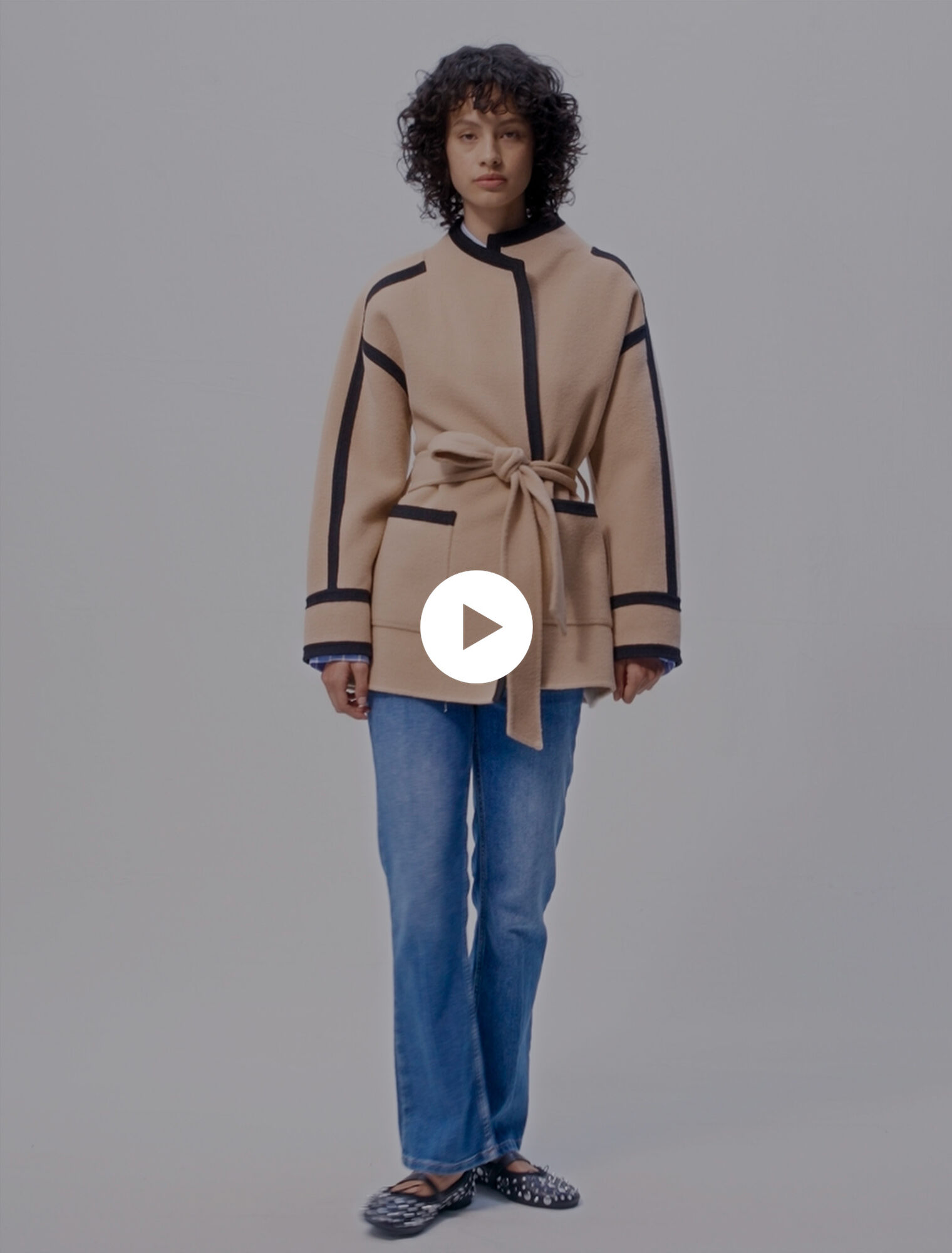 Manteau court bicolore