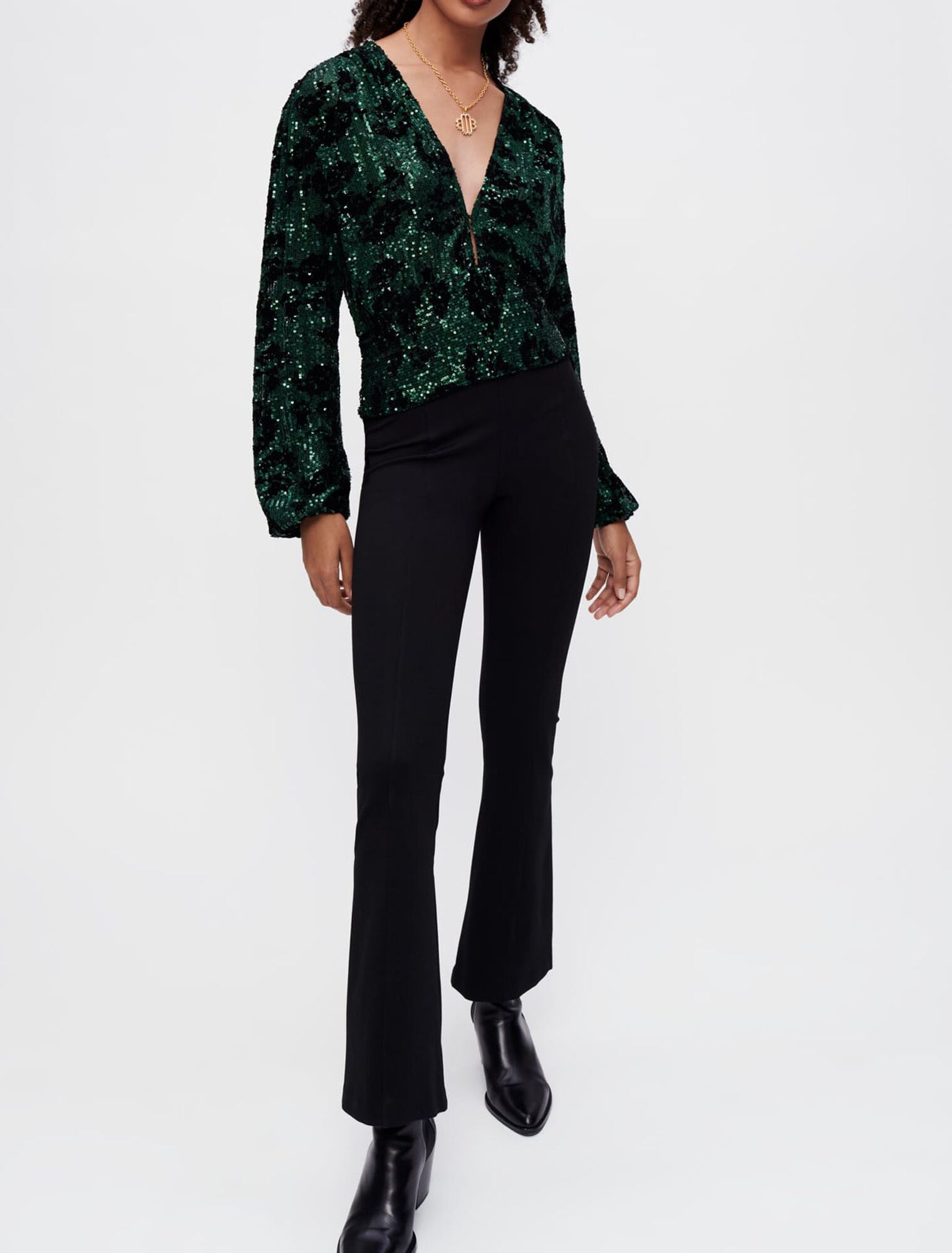Sequin-embroidered top