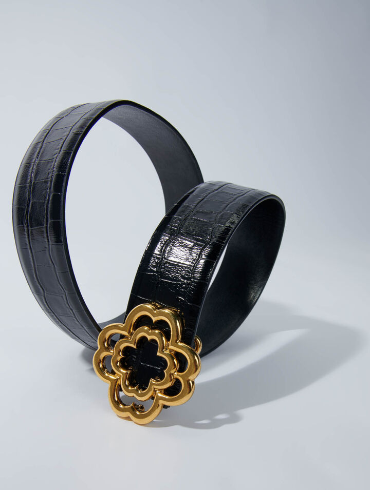 Ceinture Clover en cuir effet croco
