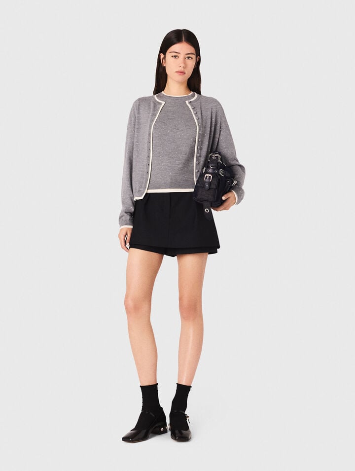 Cardigan 100% laine avec strass