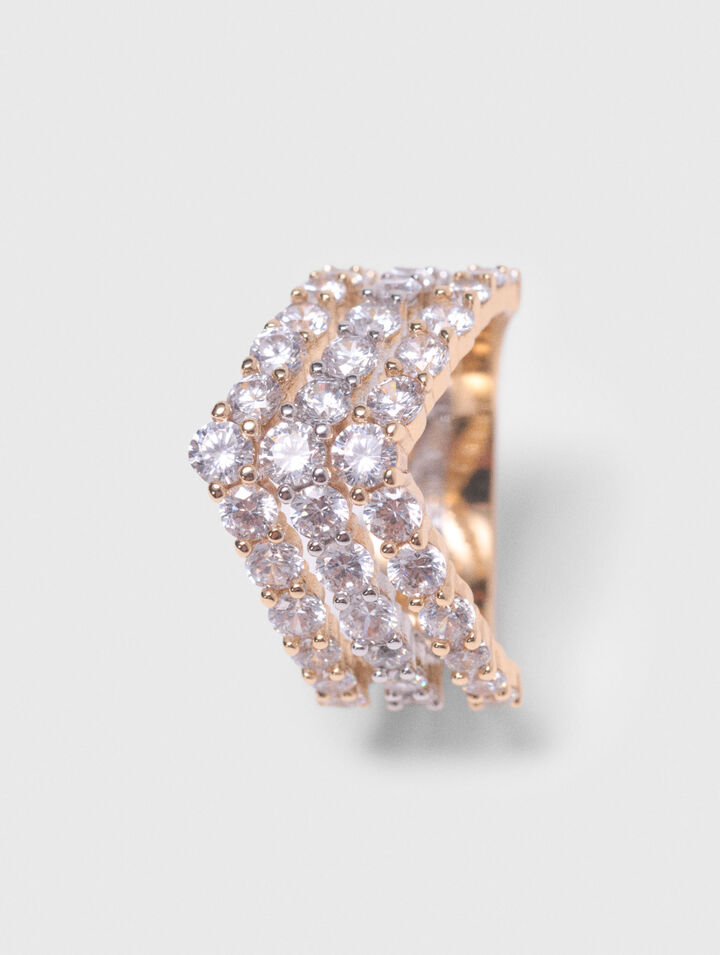 Two-tone rhinestone ring