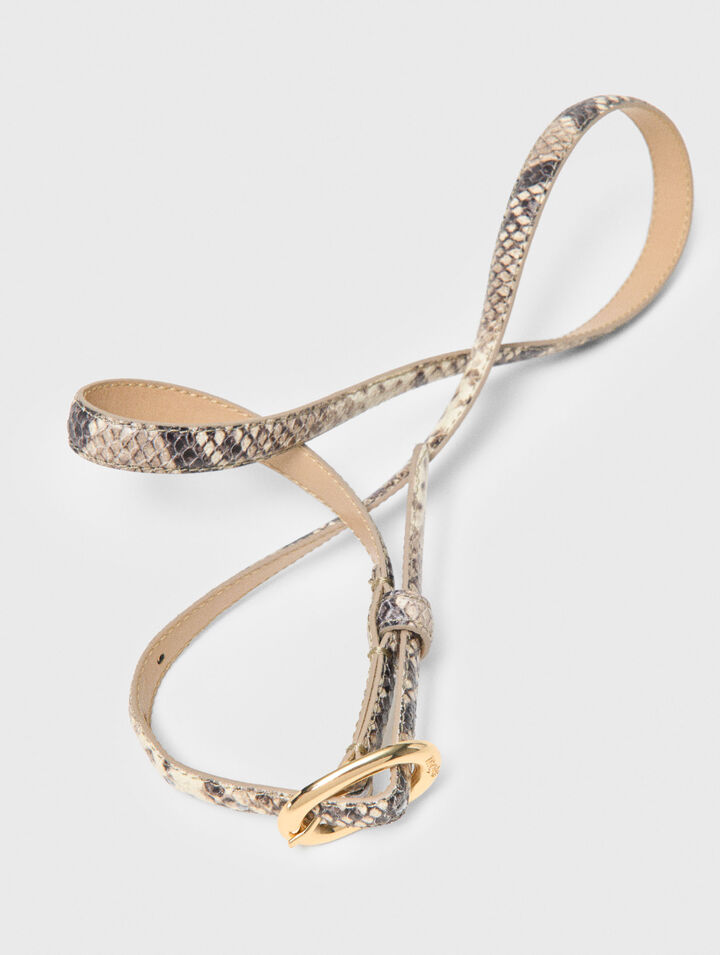 Ceinture fine en cuir effet python