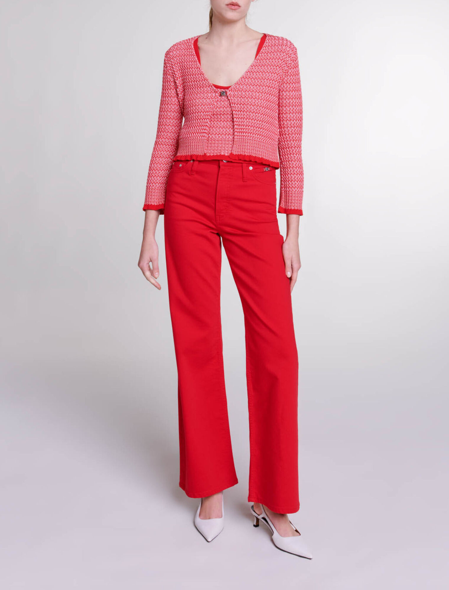 Herringbone knit twin set