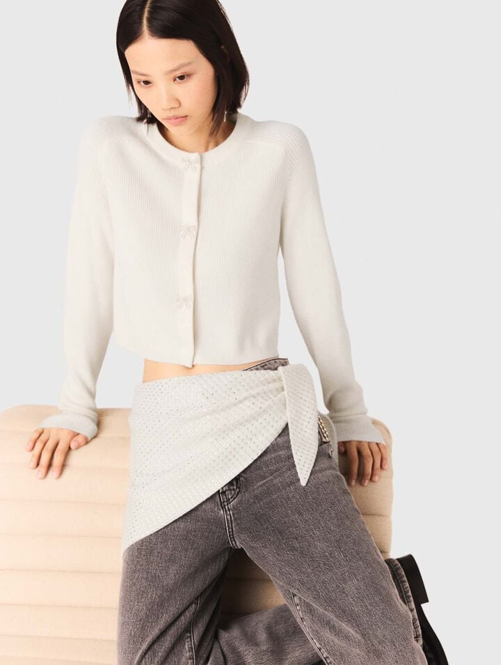 Cardigan à boutons nœud bijoux