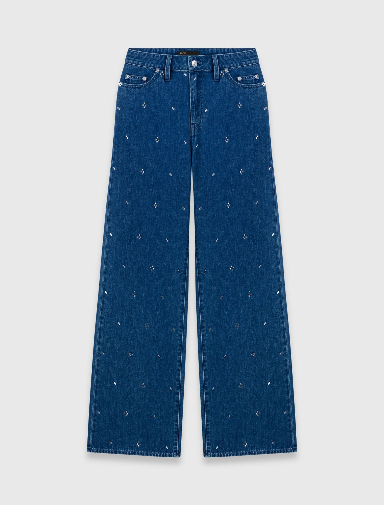 Wide jeans with rhinestones