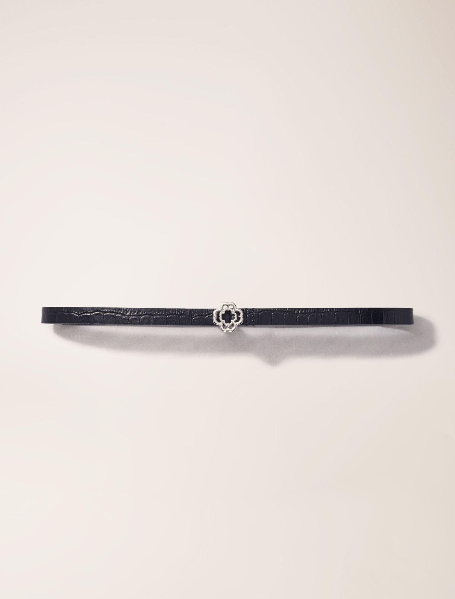 Ceinture fine Clover embossé croco