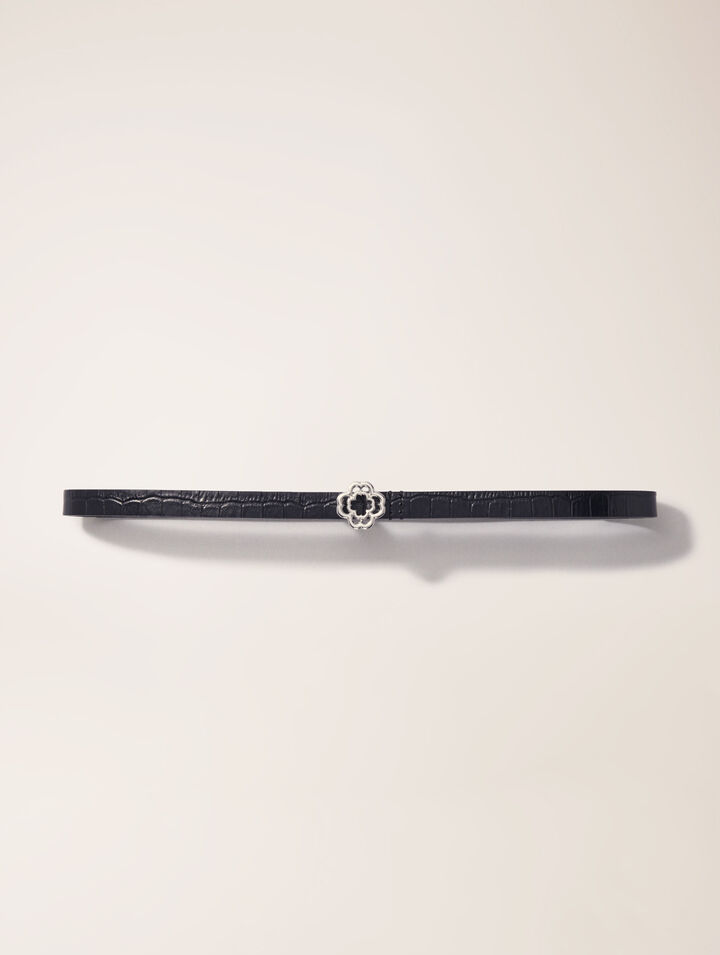 Ceinture fine Clover embossé croco