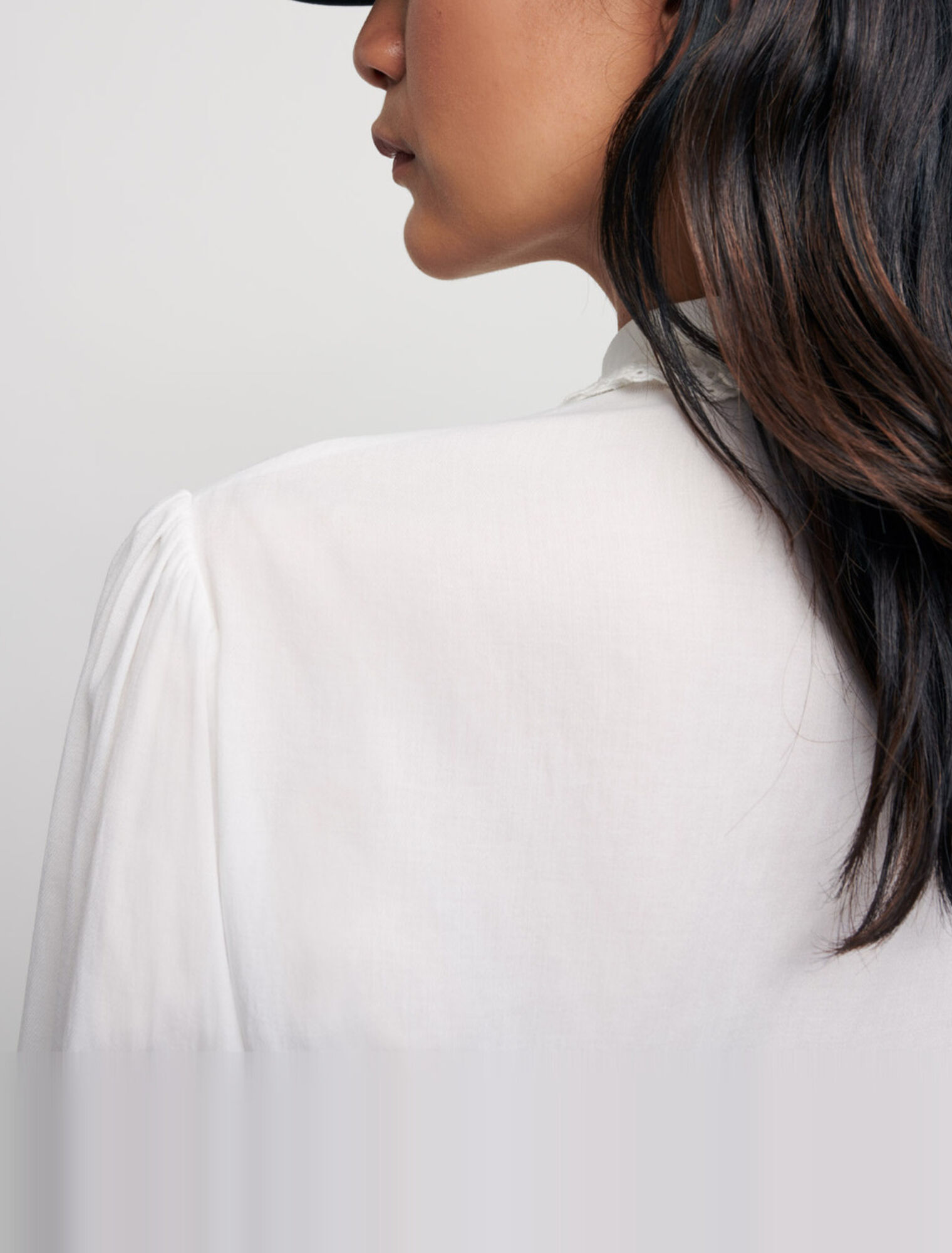 Chemise blanche en voile à col claudine