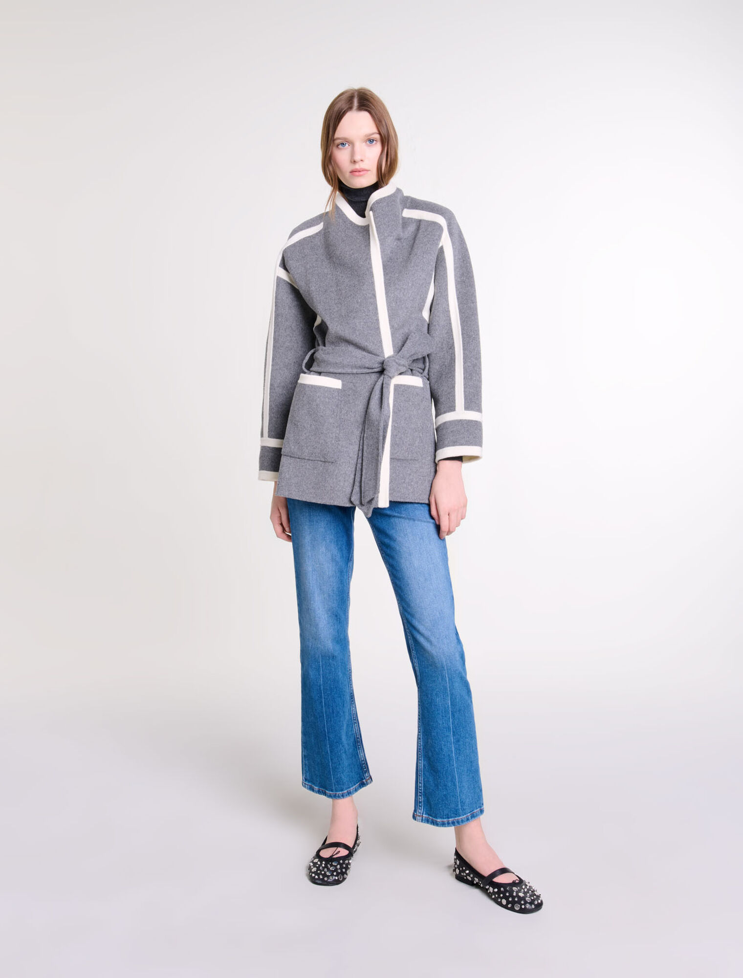 Manteau court bicolore