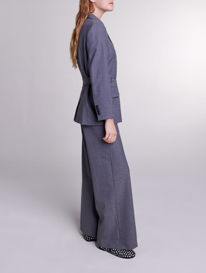Suit jacket with chain belt