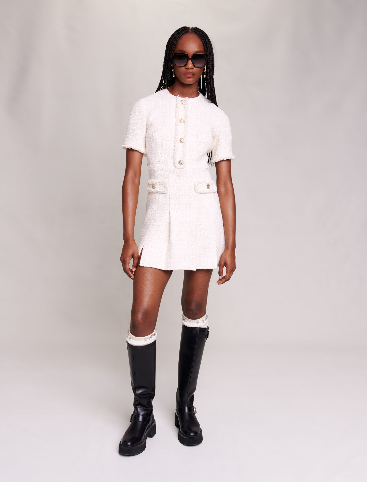 Robe courte en tweed Offline Dresses Maje