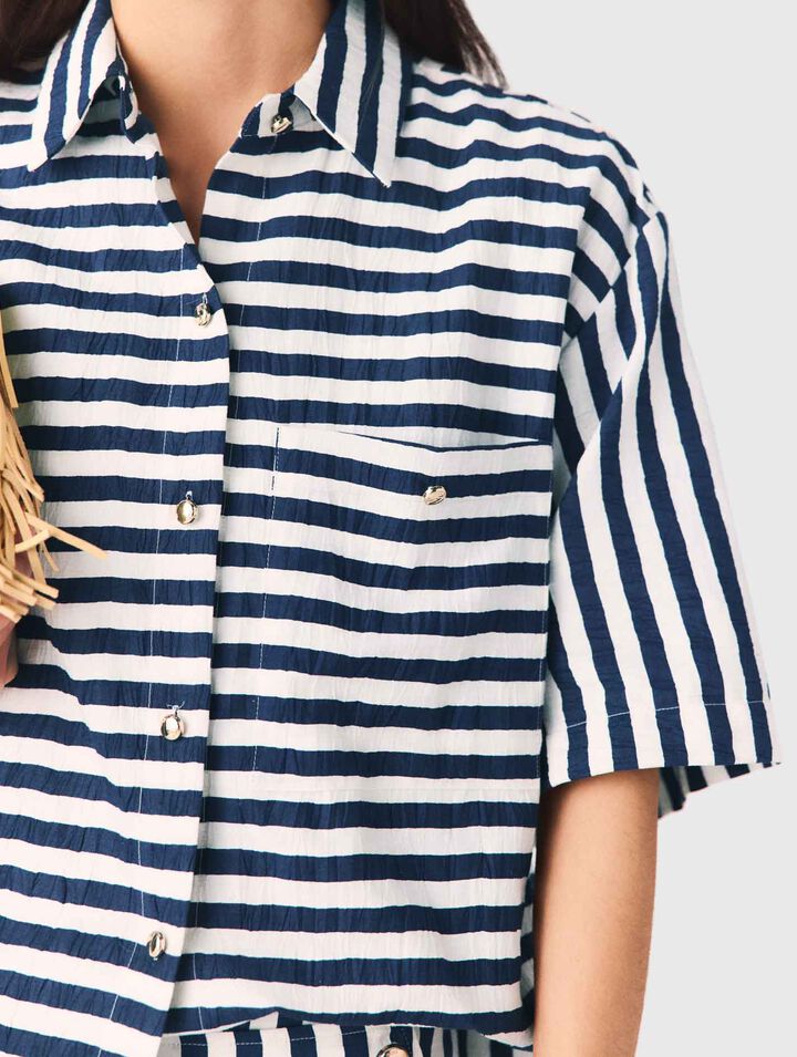 Chemise courte en lin m&eacute;lang&eacute;