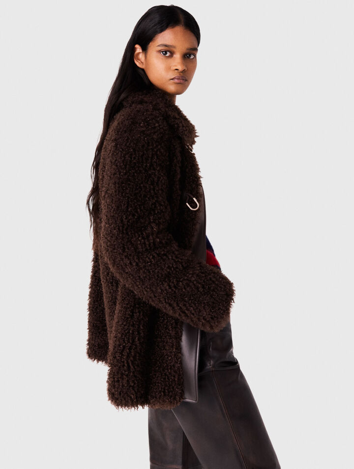 Mid-length faux fur coat