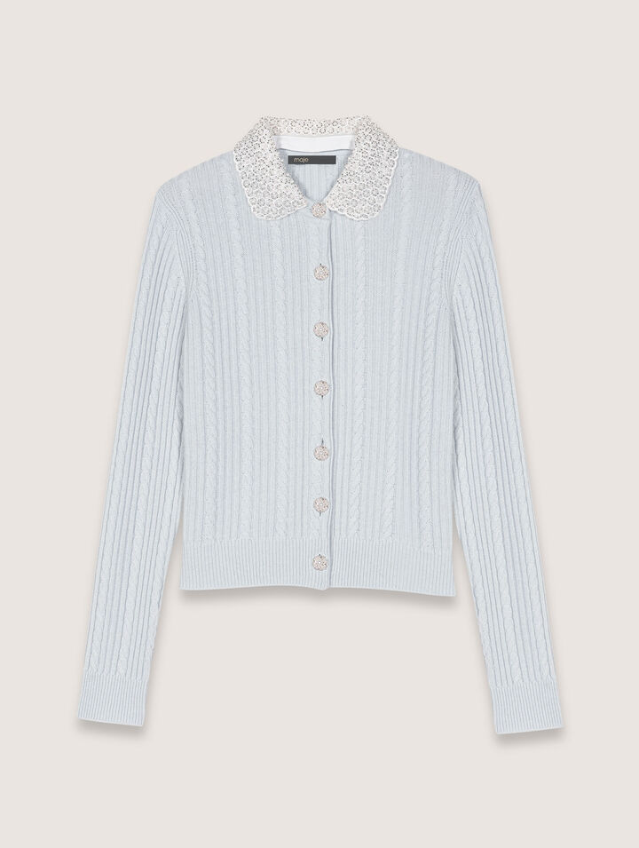 Cardigan à col bijoux amovible