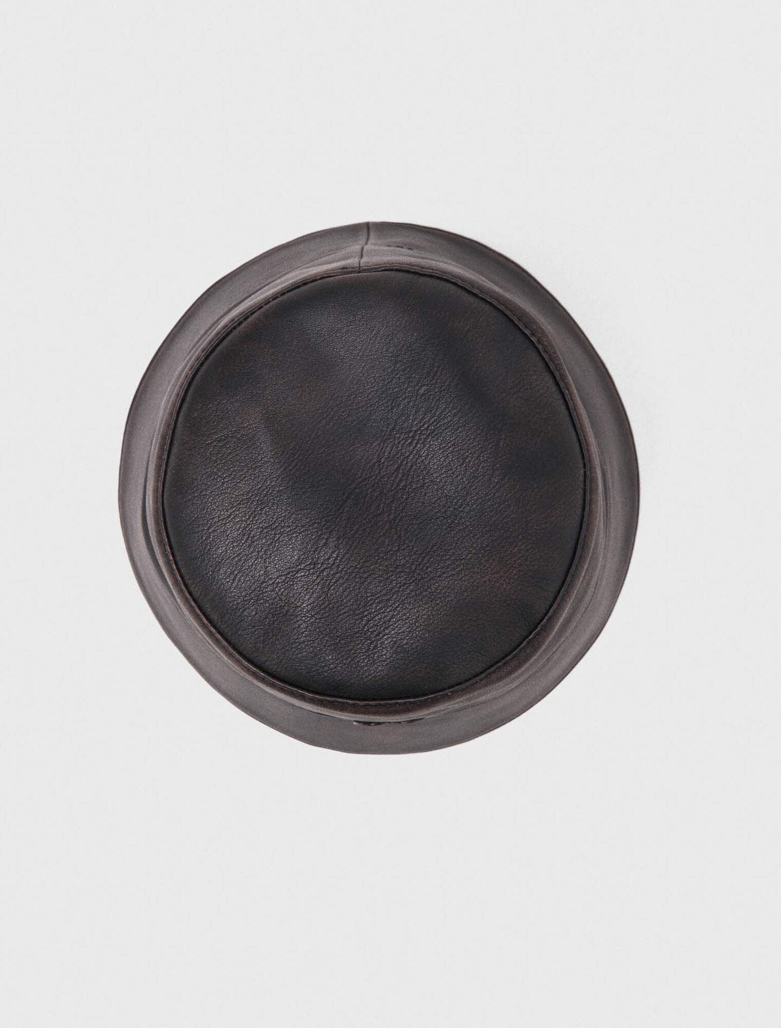 Distressed leather bucket hat