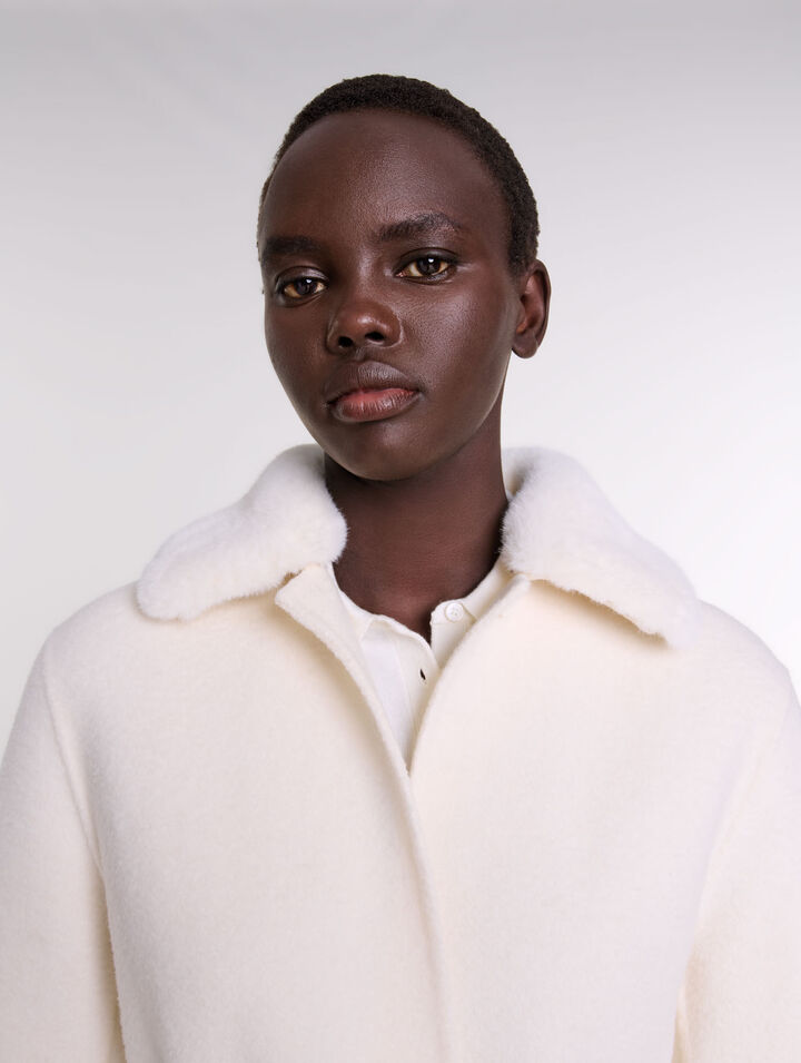 Manteau en laine à col amovible