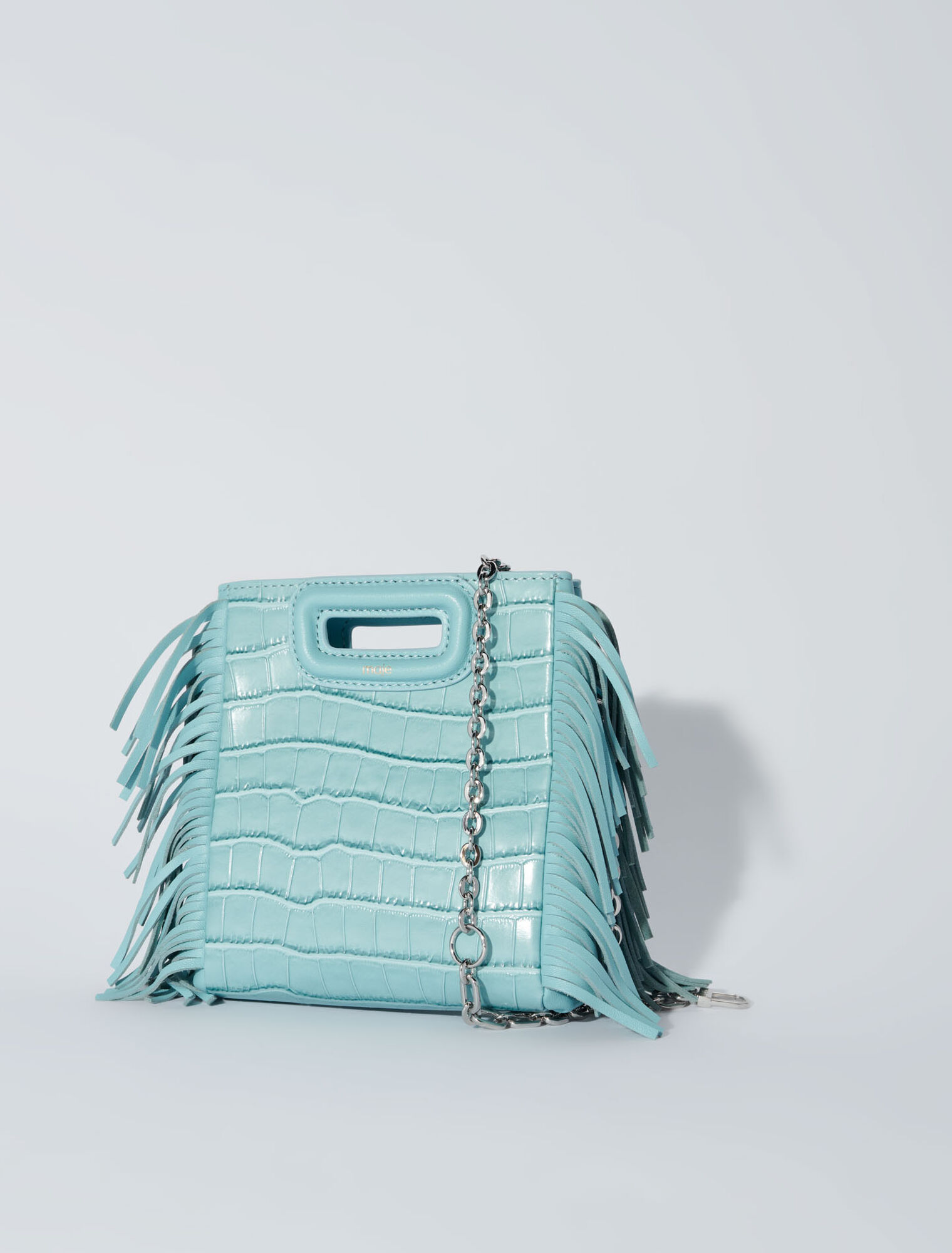 Mini embossed-leather M bag with chain