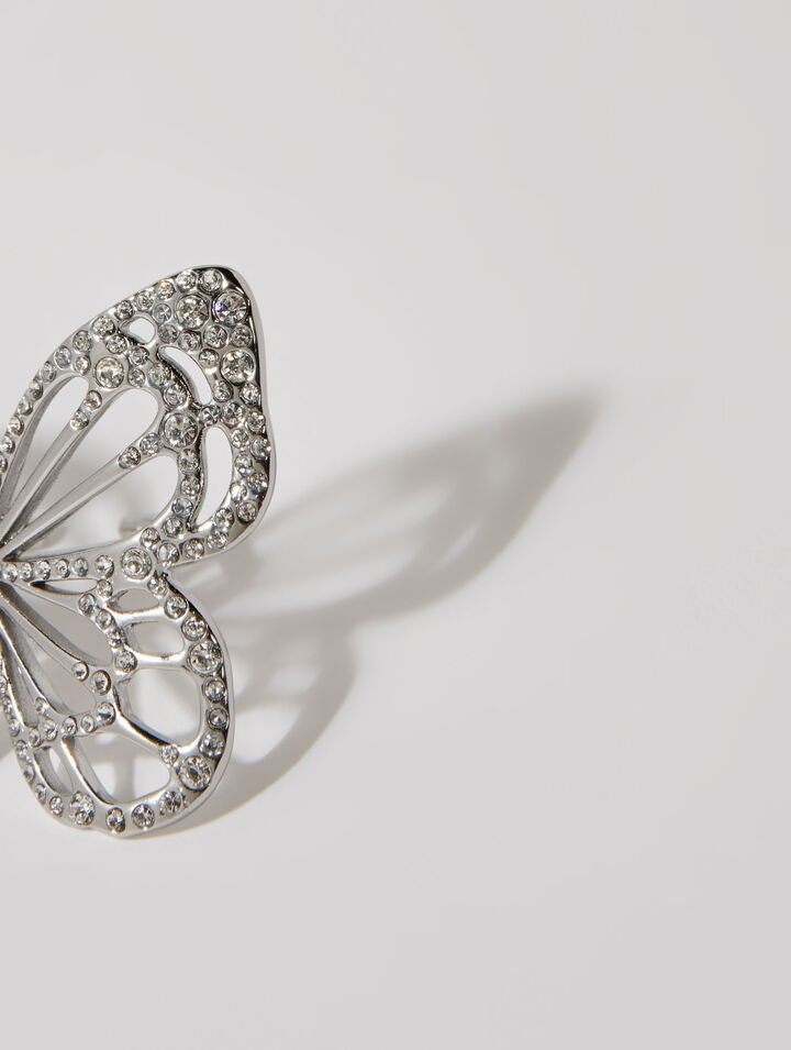 Bague papillon strass