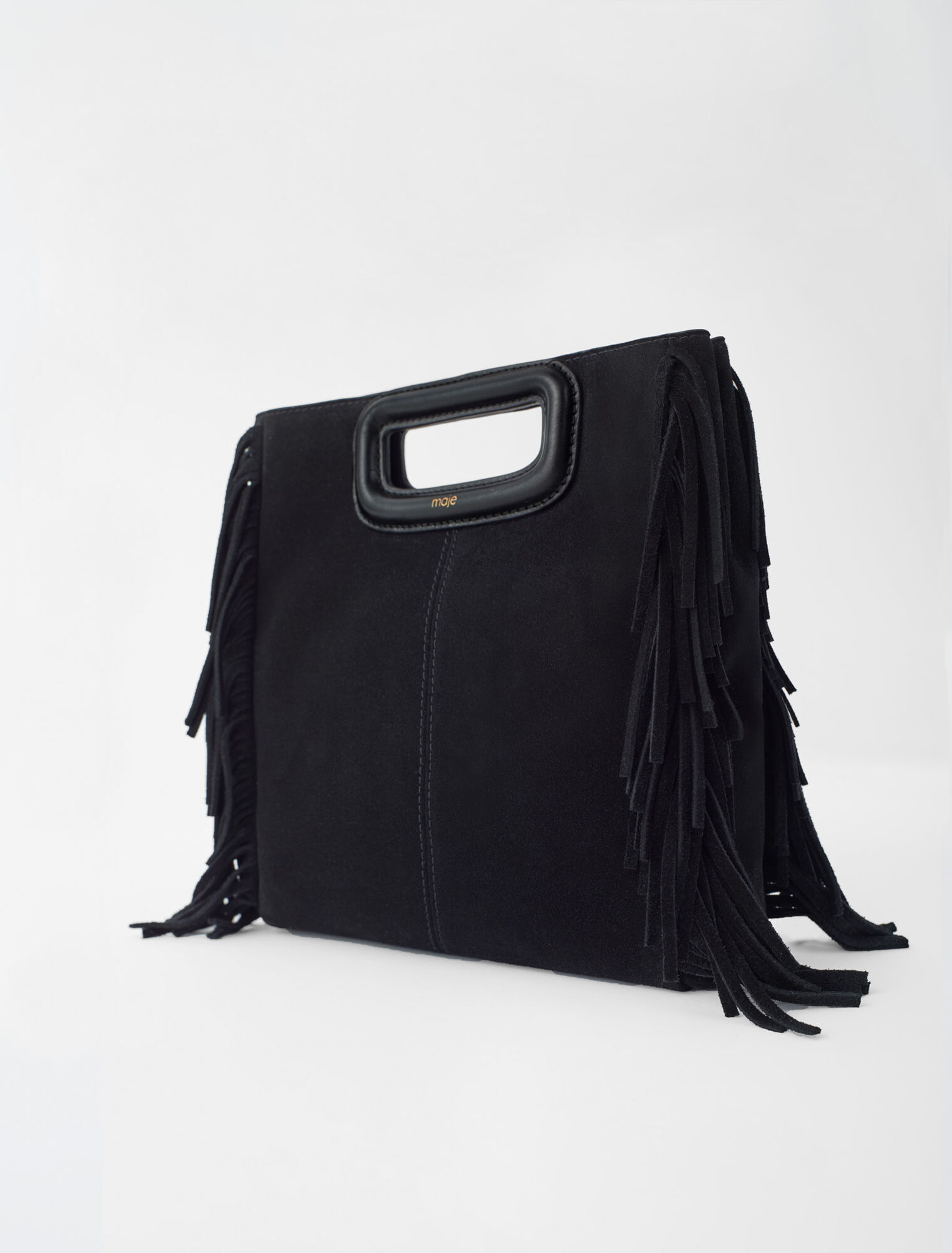 Fringed M bag in suede