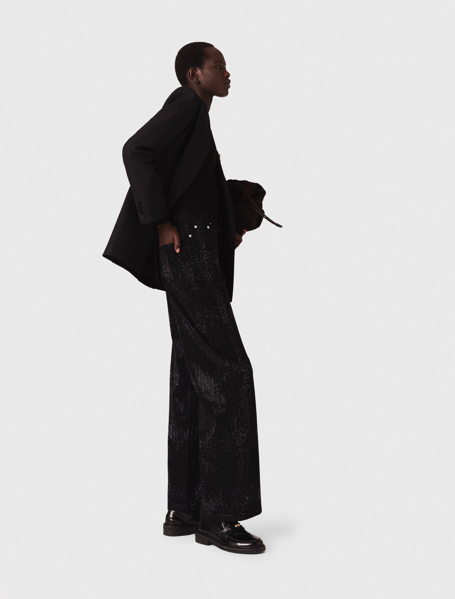Jean large strassé