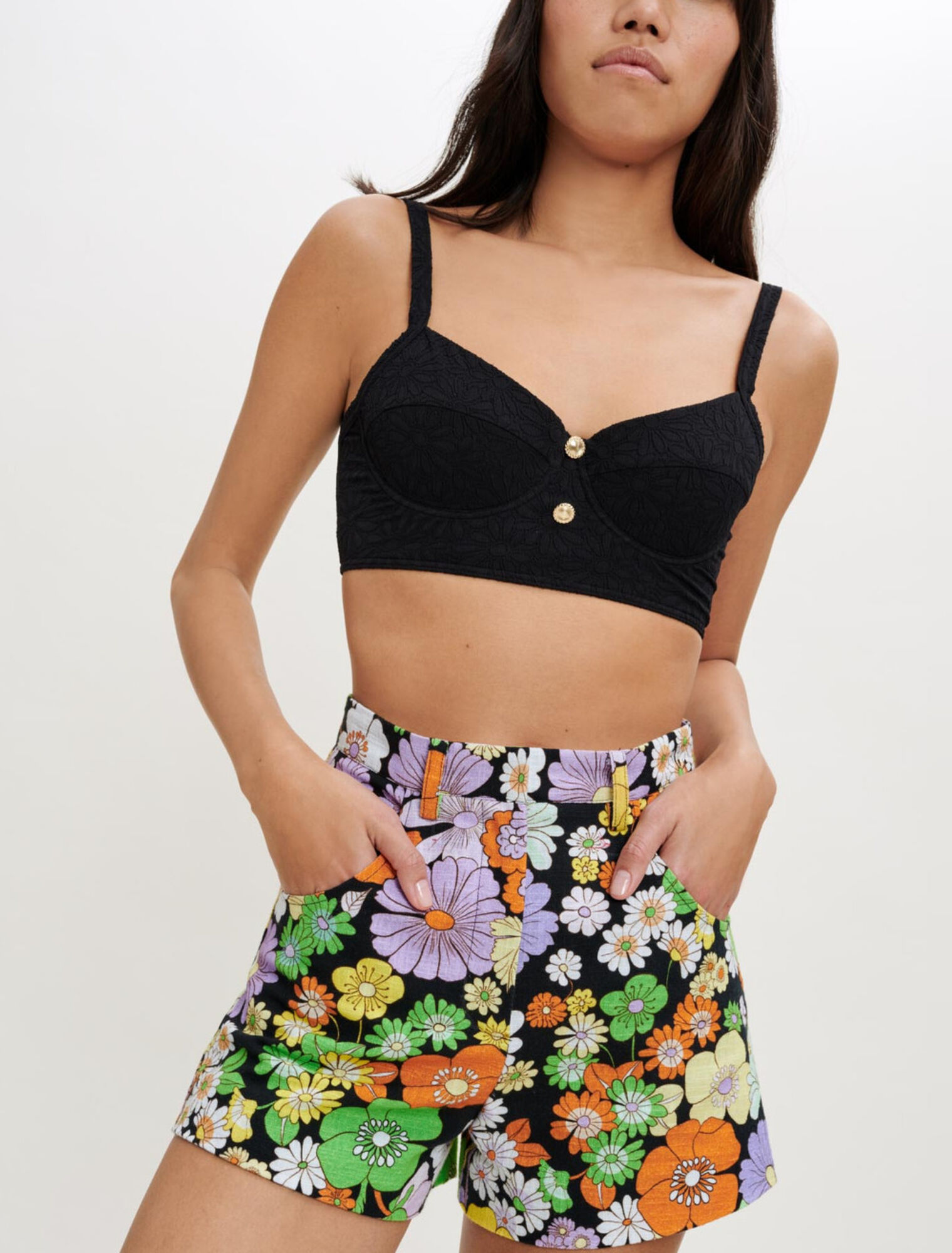 70's floral print shorts