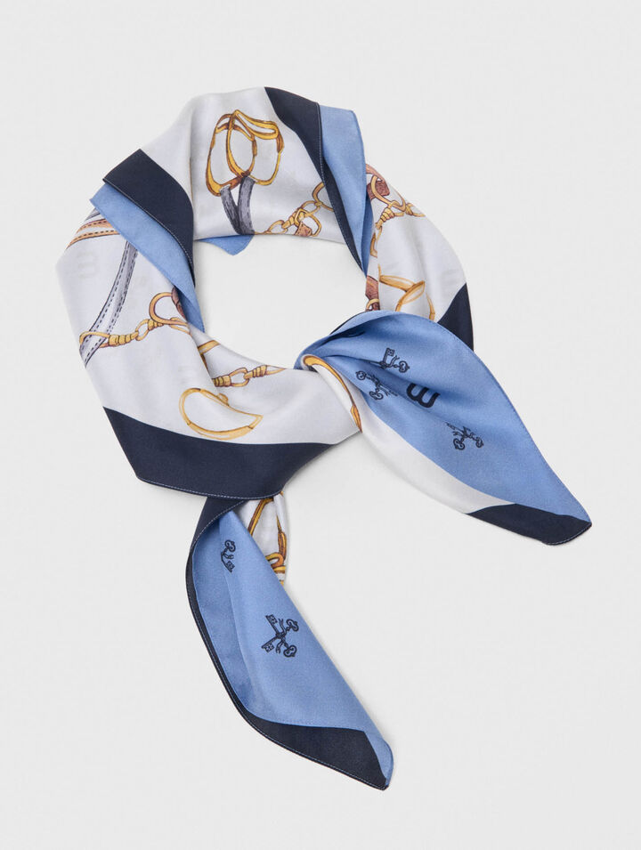 Foulard en soie &agrave; motifs &eacute;questres