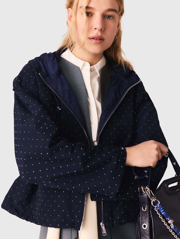 Coupe-vent strass&eacute; &agrave; capuche