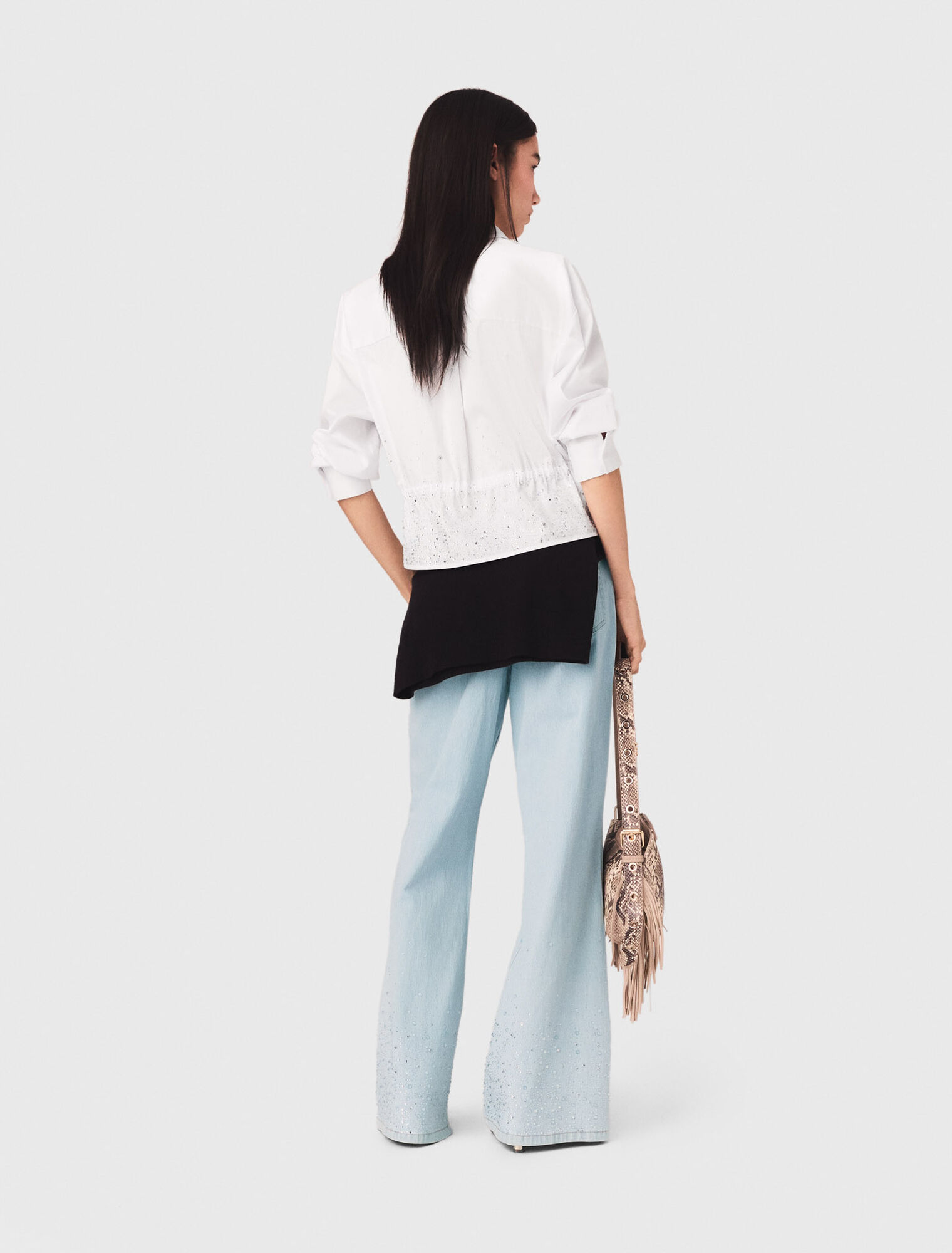 Cotton shirt with rhinestones