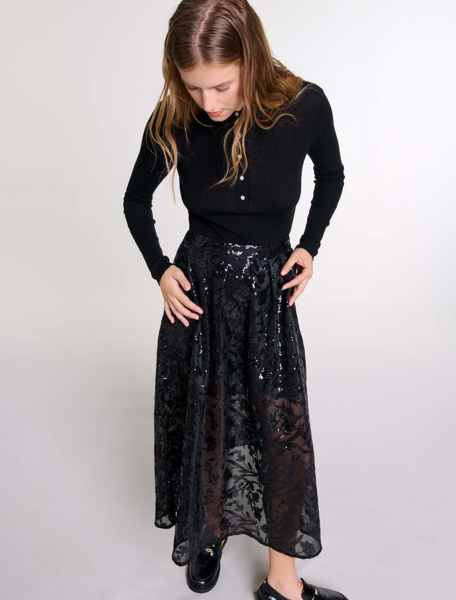 Jupe longue à sequins