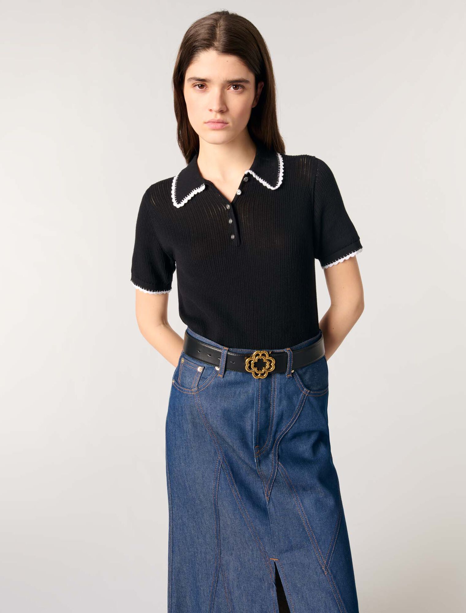 Polo en maille pointelle