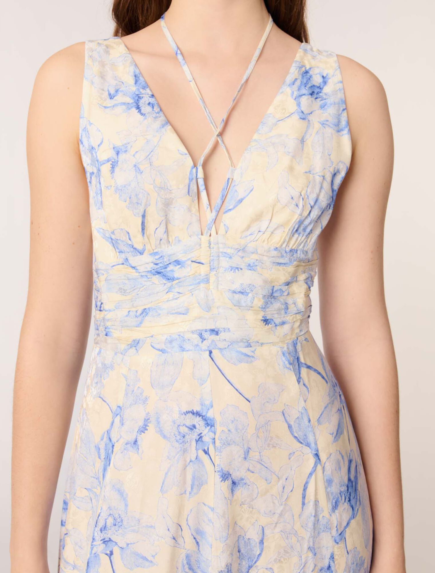 Patterned maxi dress with lacing