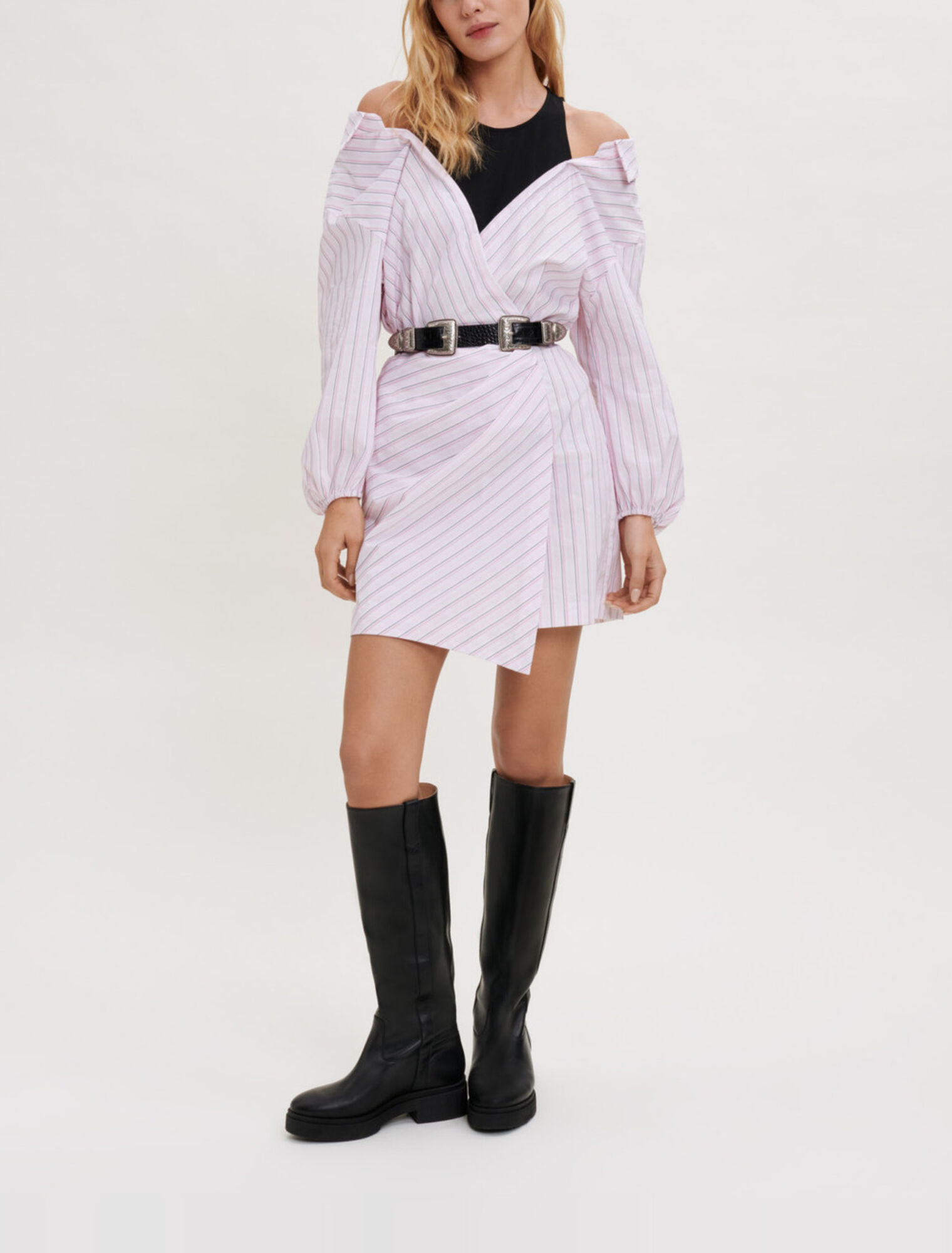 Robe trompe l'œil à rayures