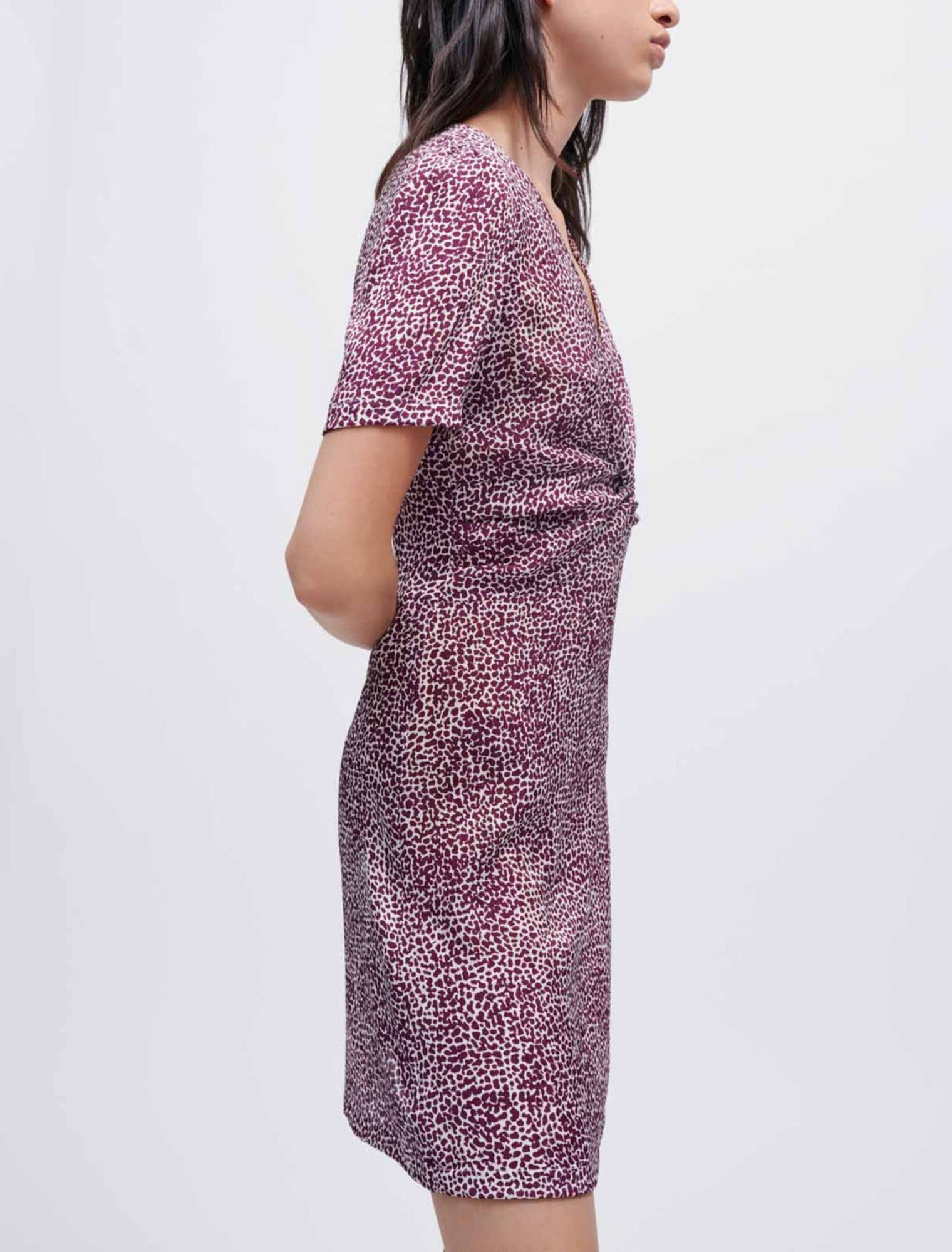 Leopard print dress with front twist