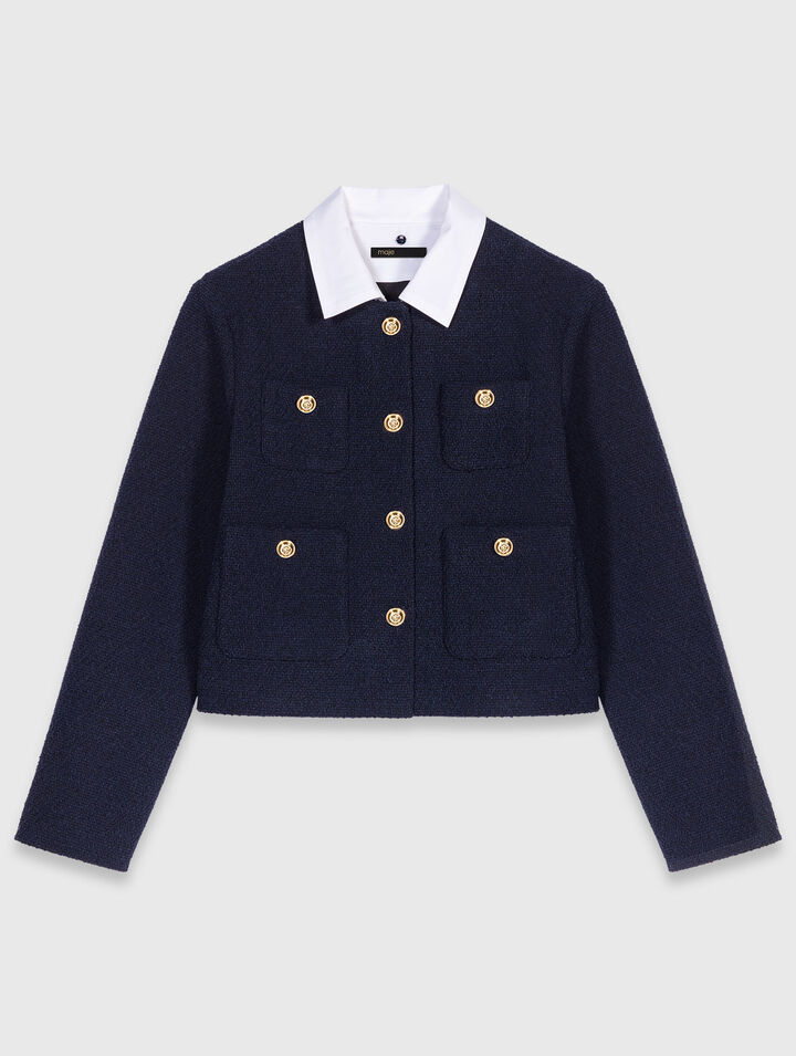 Veste courte tweed et col amovible
