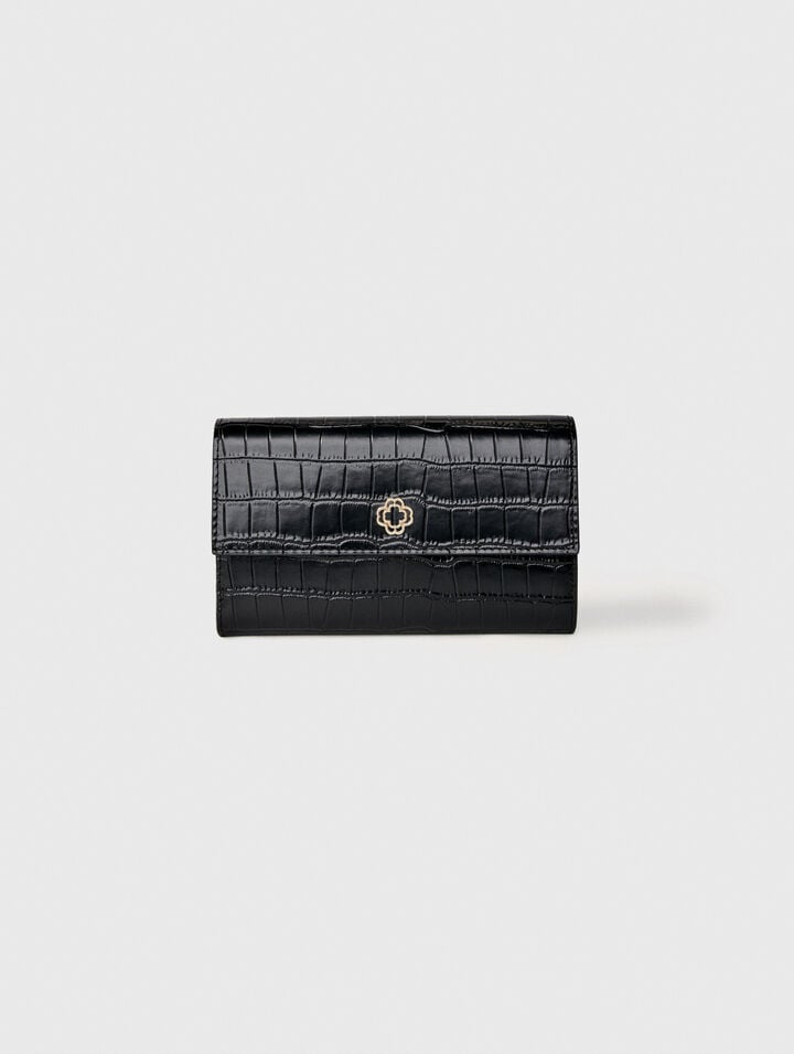 Pochette en cuir embossé à chaîne
