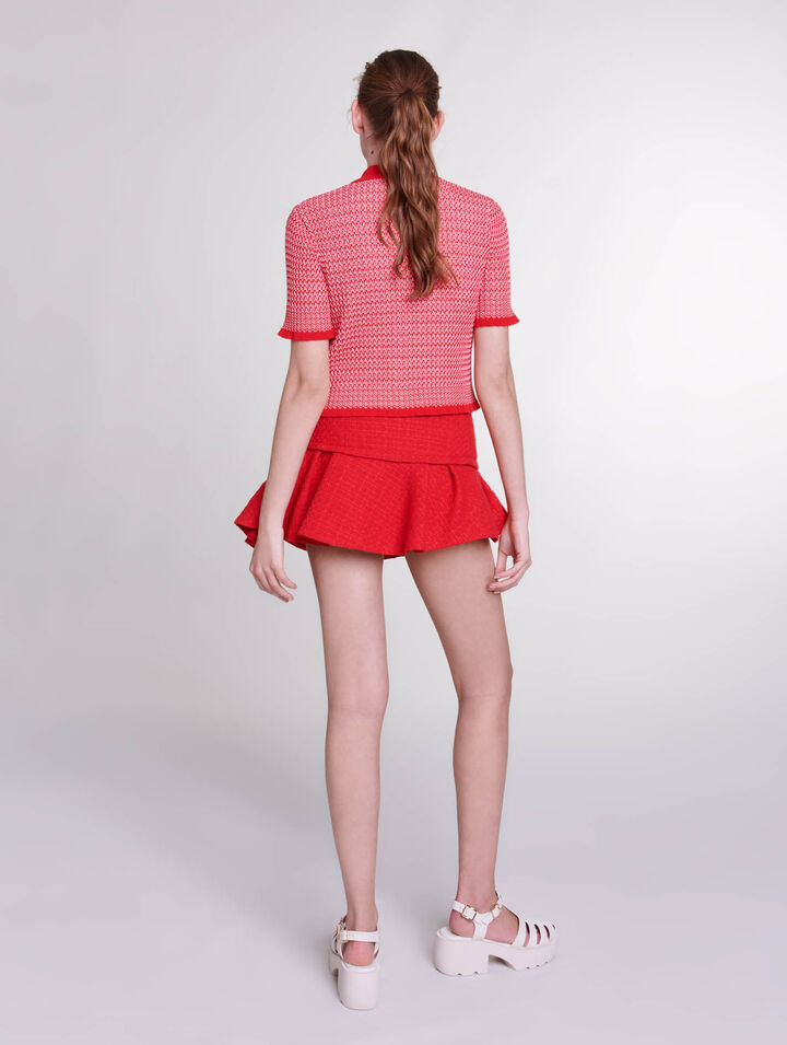 Mini-jupe en tweed asymétrique