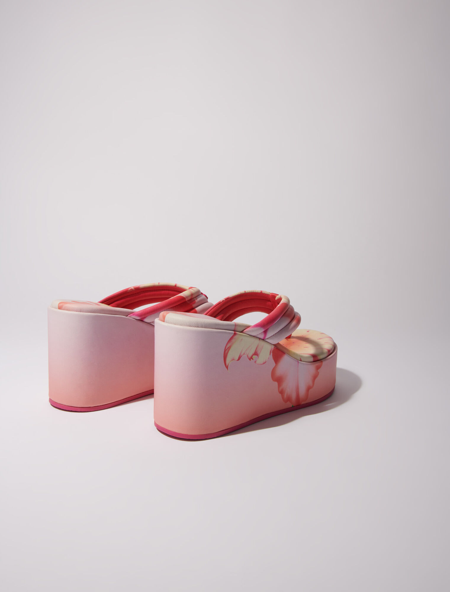 Sandales compensées à imprimé fleur