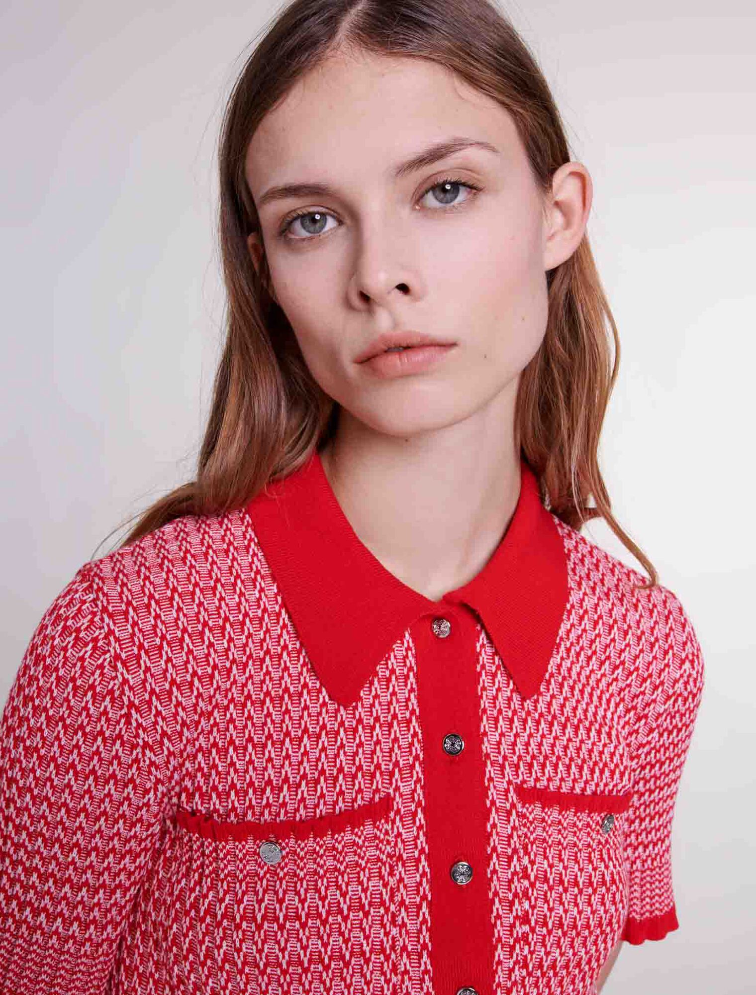 Cropped herringbone polo shirt