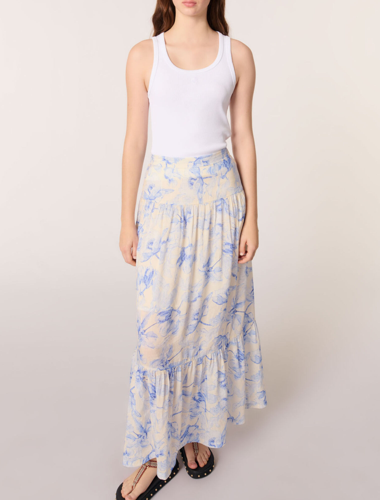 Jupe longue imprim&eacute; floral