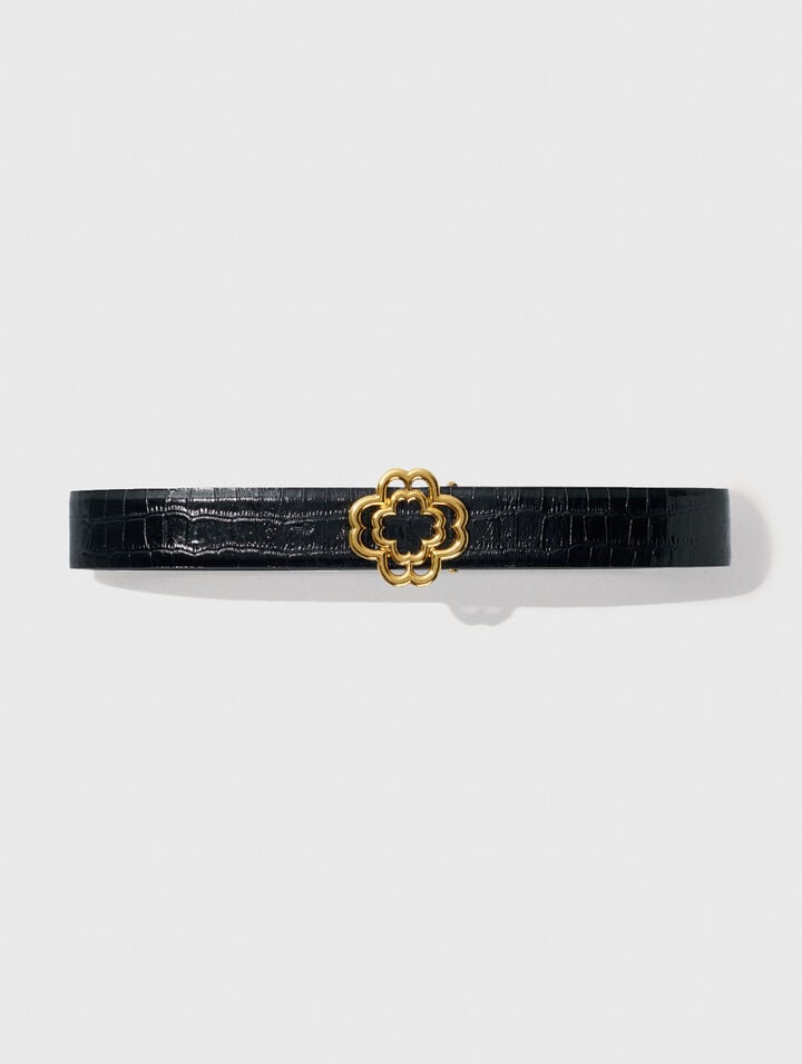 Ceinture Clover en cuir effet croco