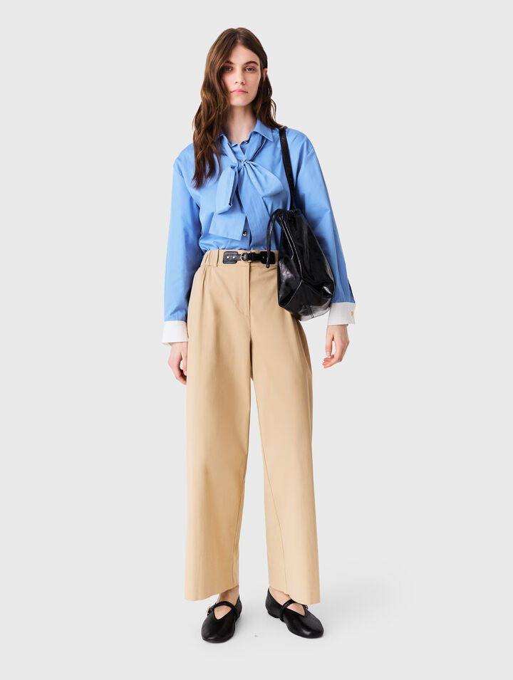 Wide-leg cotton trousers