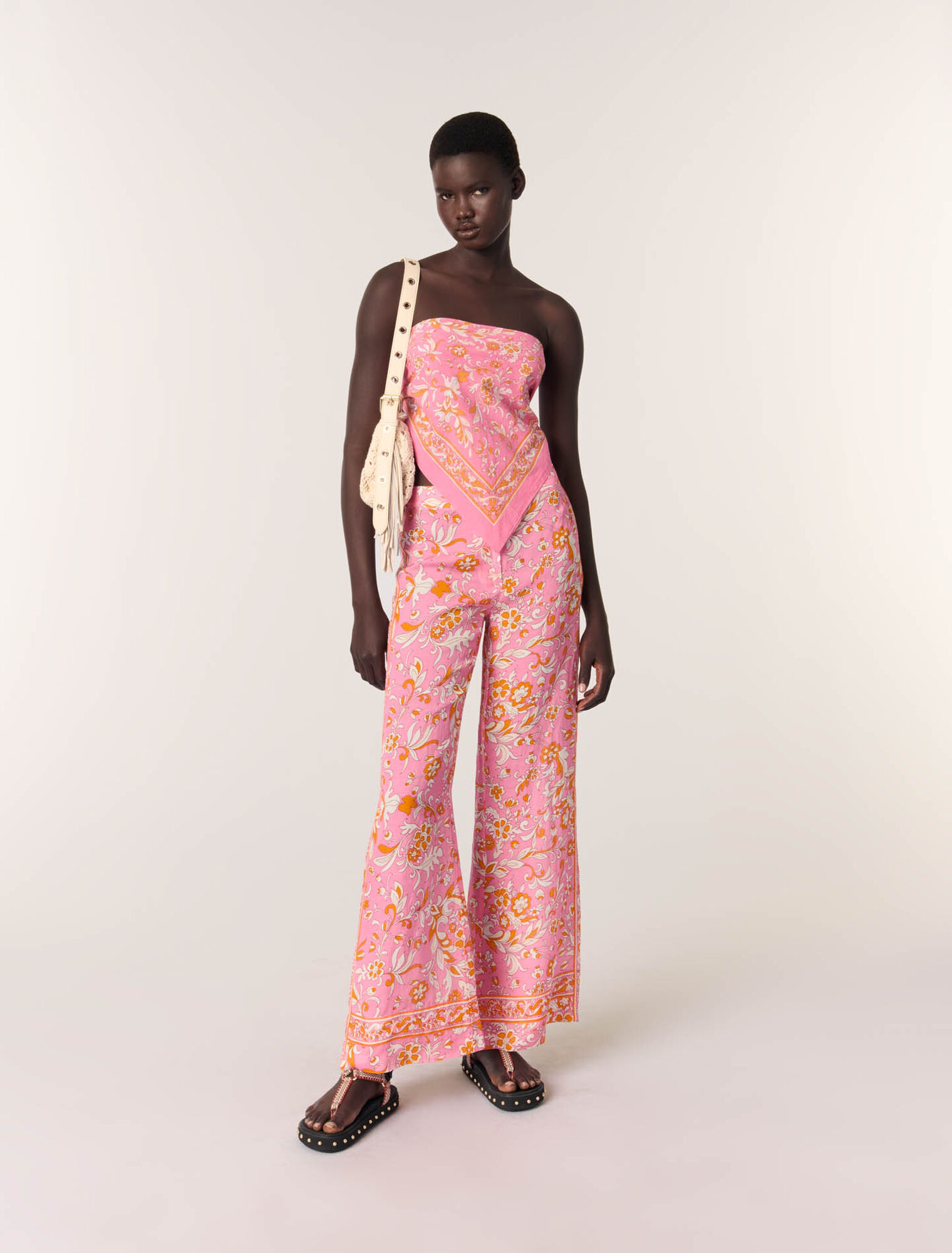 Pantalon en lin imprimé