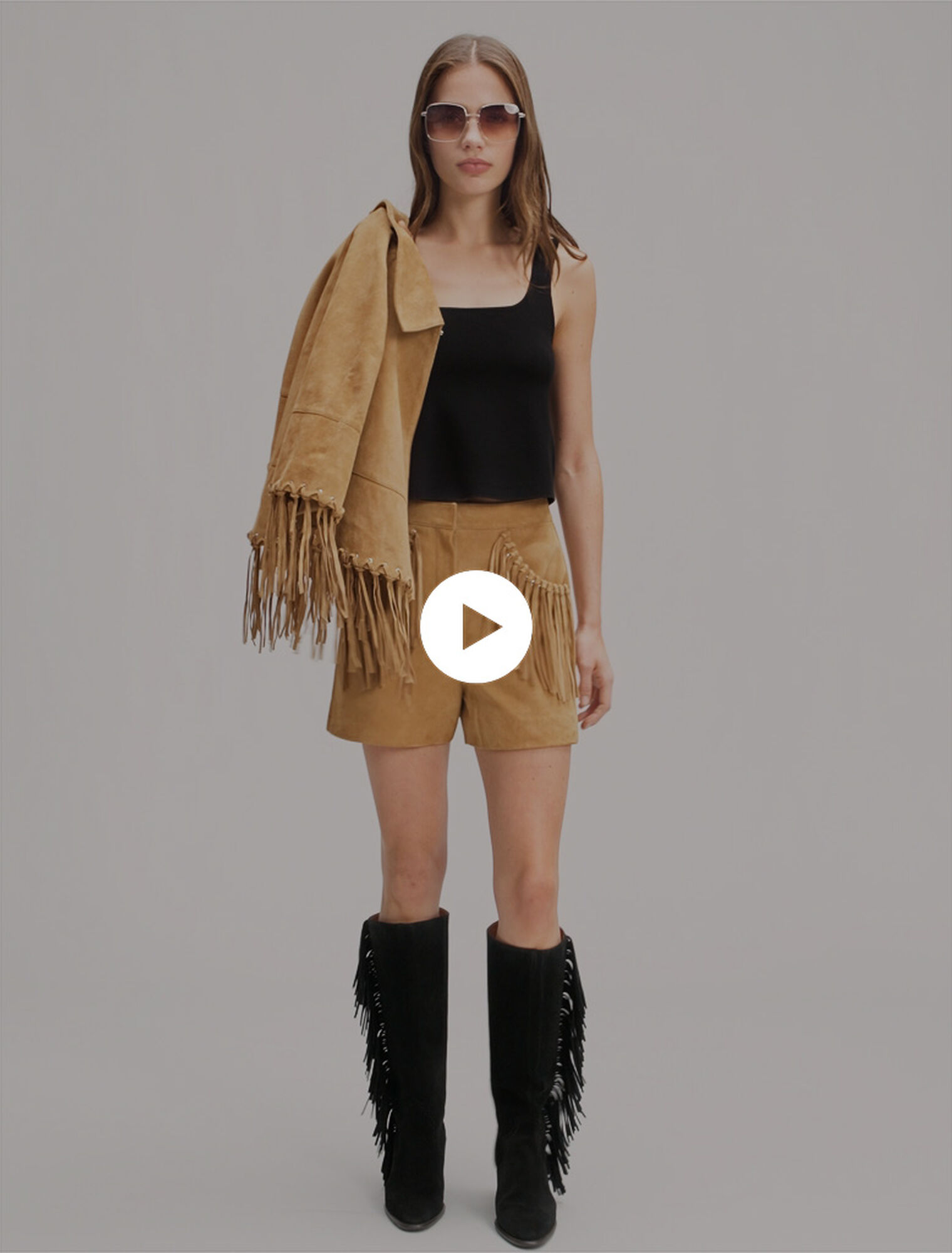 Fringed nubuck shorts