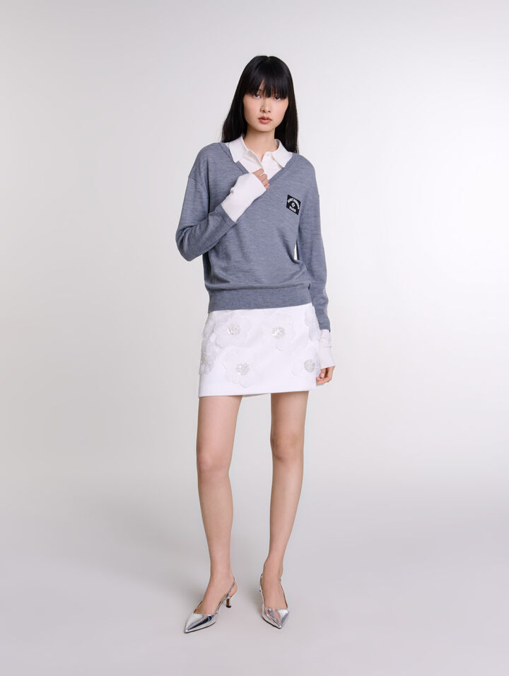 Layered wool-blend jumper