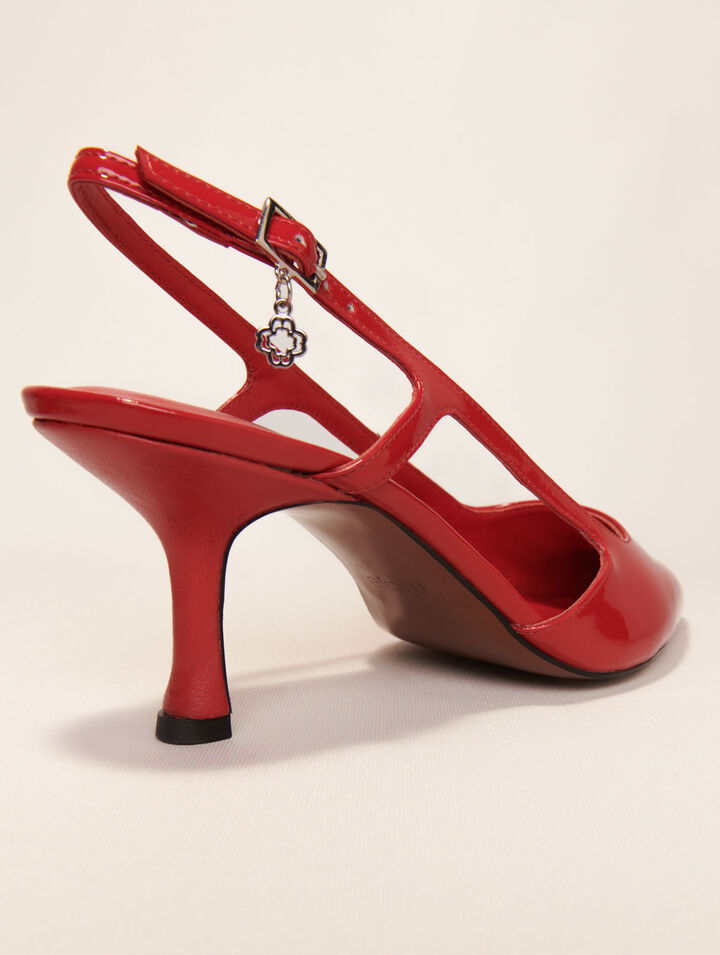 Escarpin slingback en cuir vernis