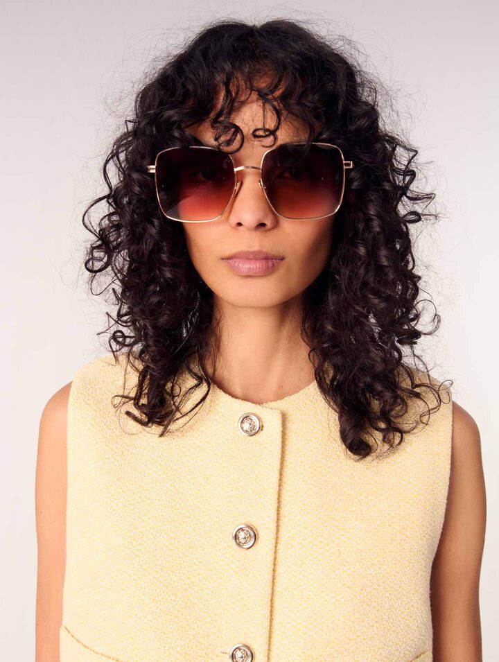 Lunettes rectangles en mix métal